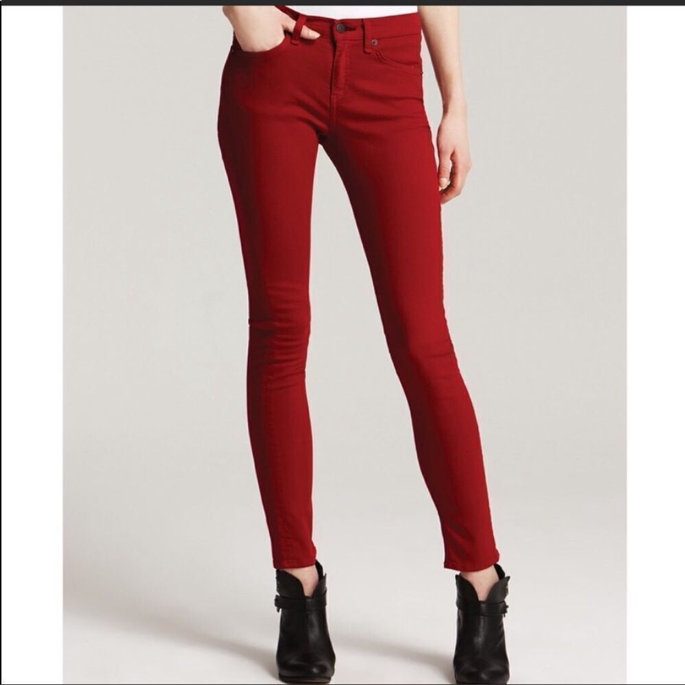 RAG & BONE | Red Skinny Jeans Zipper Ankle Detail Women’s Size 32